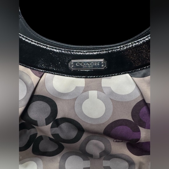 RARE Coach Sateen Signature Hobo Bag - Black and Purple - Picture 15 of 15